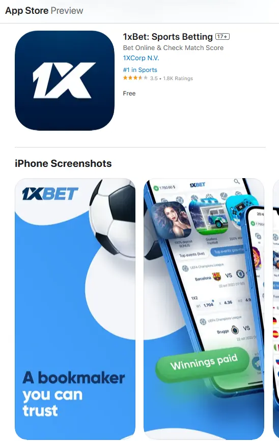 تثبيت تطبيق 1xBet عبر متجر App Store