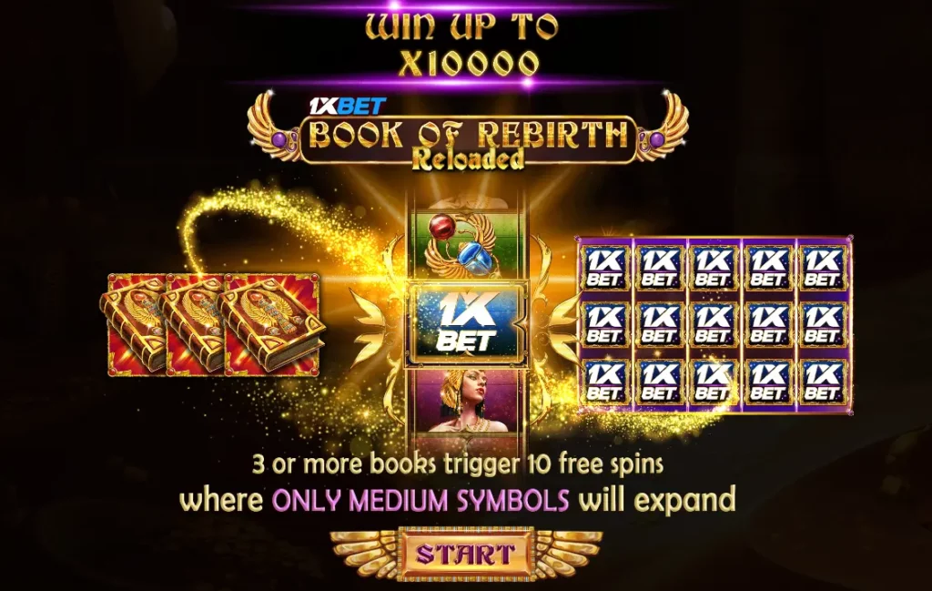 صفحة تحميل لعبة Book of Rebirth Reloaded على موقع 1xbet